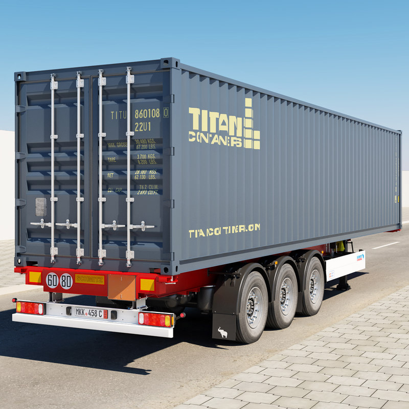 semi-trailer container 3d max